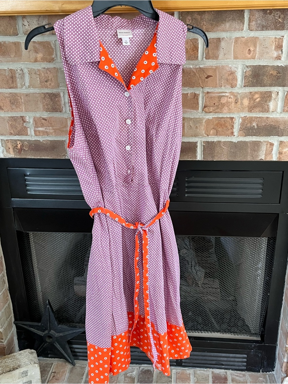 Isaac Mizrahi Purple Dress with Orange Polka-Dot Trim